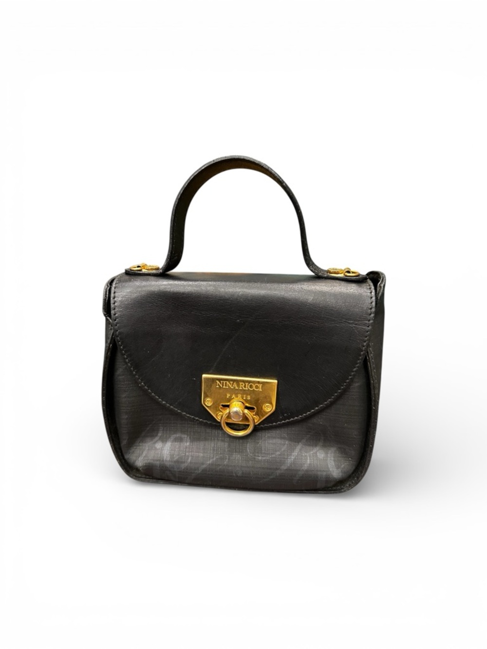 Nina Ricci Black Mini Top-Handle Bag with Gold Hardware - Picture 1 of 12
